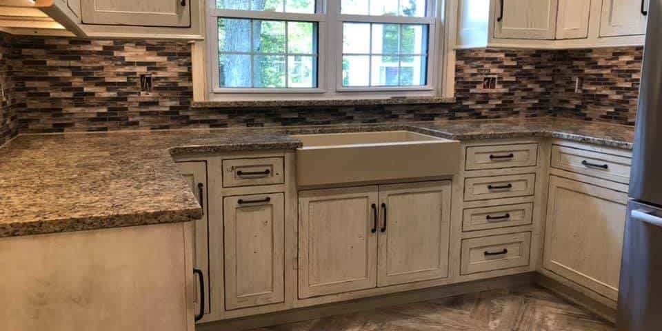 Dark Kitchen Tile Backsplash and floor